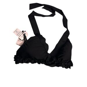 La Blanca Elegant Black Ruffled Bikini Top